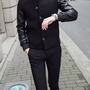 Patchwork Turn-Down Collar Long Sleeve Cotton Single Breasted Mens Jackets 011-141208006-1