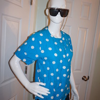 Vintage Chaus Blue/White Polka Dot Top Size S-M - Thumbnail 1