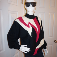 Vintage Alfred Dunner Black/White Pink Sweater Size XL - Thumbnail 1