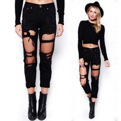 Erika black torn boyfriend jeans