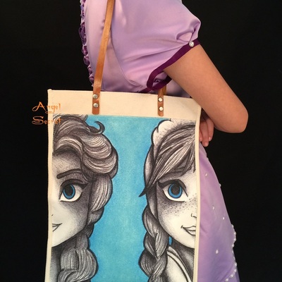 Ba1 frozen handbag canvas with printing on both side