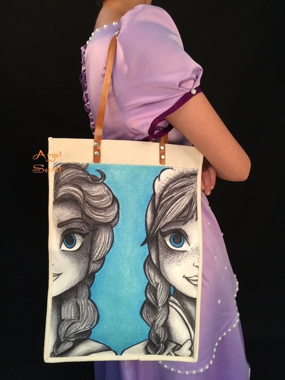 BA1 FROZEN HANDBAG canvas with printing on both side