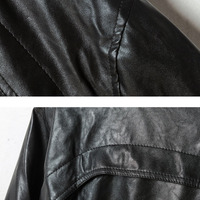 Plain V-Neck Long Sleeve PU Zipper Mens Jackets 011-141209004 - Thumbnail 1