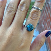 Round Turquoise Copper Ring - Thumbnail 1