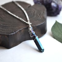 Quartz Necklace, Titanium Wire Wrapped Necklace, Crystal Necklace, Crystal Point, Mystic Healing Crystals - Thumbnail 3