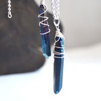 Quartz Necklace, Titanium Wire Wrapped Necklace, Crystal Necklace, Crystal Point, Mystic Healing Crystals - Thumbnail 4