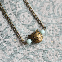 Cat Necklace, Cat Lovers, Rescue Cat Necklace, Mint Beads,Crazy Cat Lady, Canadian Shop - Thumbnail 3