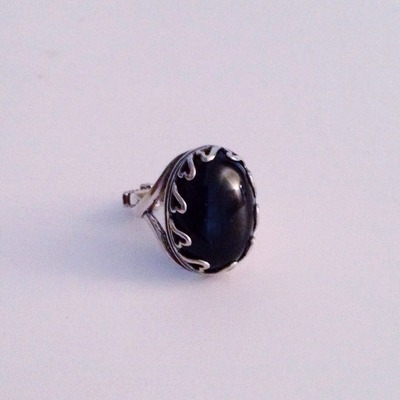 *sale* black onyx hearts sterling silver ring 