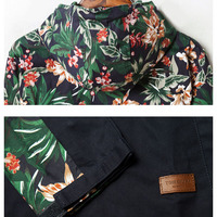 Print Hooded Long Sleeve Cotton Blends Zipper Mens Coats 010-141210006 - Thumbnail 3