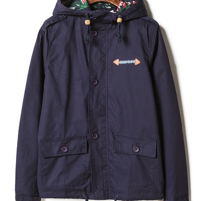 Plain hooded long sleeve cotton single breasted mens coats 010-141210009