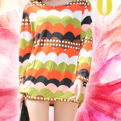 Casual cashmere long sleeve o-neck pullover striped womens t-shirts 025-141211019