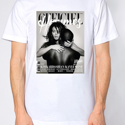 Kim kardashian kanye west officiel hommes magazine crew neck t-shirt. small to extra large.