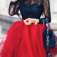 Little Black Lace Top - Thumbnail 2