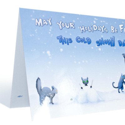 "snow cats" holiday card