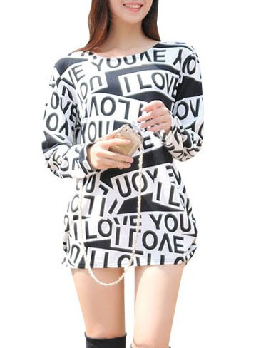 Casual Cashmere Long Sleeve O-Neck Pullover Letter Womens T-Shirts 025-141212002