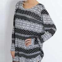 Casual Cashmere Long Sleeve O-Neck Pullover Print Womens T-Shirts 025-141212005 - Thumbnail 1