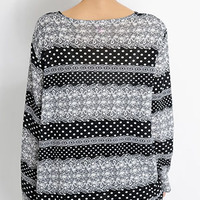 Casual Cashmere Long Sleeve O-Neck Pullover Print Womens T-Shirts 025-141212005 - Thumbnail 2