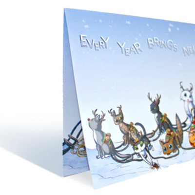 "santa's reindeer cats" holiday card