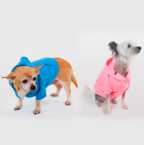 Faded Ghost Dog Zip-up Hoodies - Pink & Teal