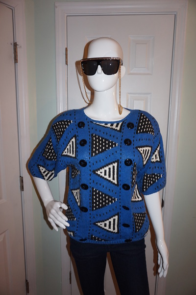 Vintage itbrowne blue/white sweater size l