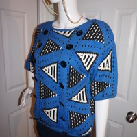 Vintage ITBrowne Blue/White Sweater Size L - Thumbnail 2