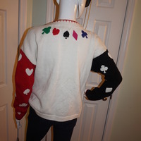 Vintage Brekes White/ Spades Button Up Sweater Size XL - Thumbnail 2