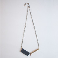 Blue Leather Gold Metal Initial Chain Necklace NL0742 - Thumbnail 3