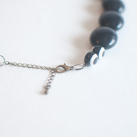 Bright Black & Yellow Vinyl Disc Beaded Necklace NL0699 - Thumbnail 4