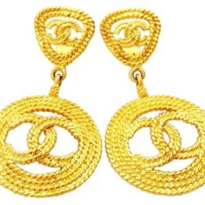 Vintage chanel jumbo textured earrings