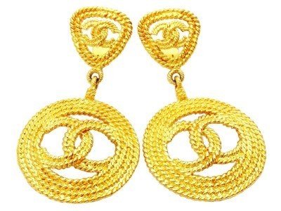 Vintage Chanel Jumbo Textured Earrings