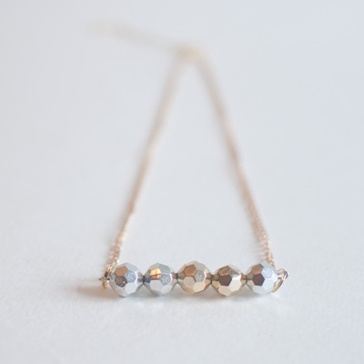 Disco Metal Beads Silver Gold Pendant Necklace NL0719