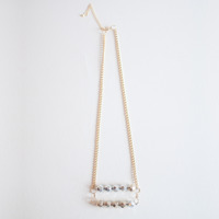 Double Disco Metal Beads Silver Gold Pendant Necklace NL0735 - Thumbnail 3