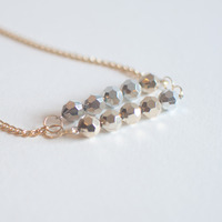 Double Disco Metal Beads Silver Gold Pendant Necklace NL0735 - Thumbnail 4