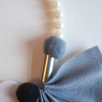 Felt Flower Grey Black Silver Statement Necklace, NL0764 - Thumbnail 4