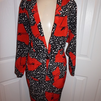 Vintage vickie 2 piece black/red skirt set size l-xl