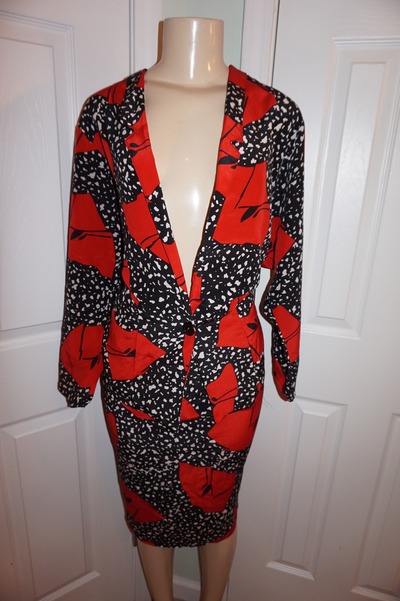 Vintage vickie 2 piece black/red skirt set size l-xl