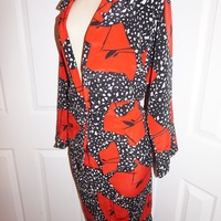 Vintage Vickie 2 Piece Black/Red Skirt Set Size L-XL - Thumbnail 2