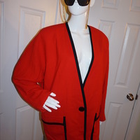 Vintage Ellen Tracy Red/Black Trim Blazer Size 1x - Thumbnail 1