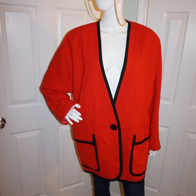 Vintage ellen tracy red/black trim blazer size 1x