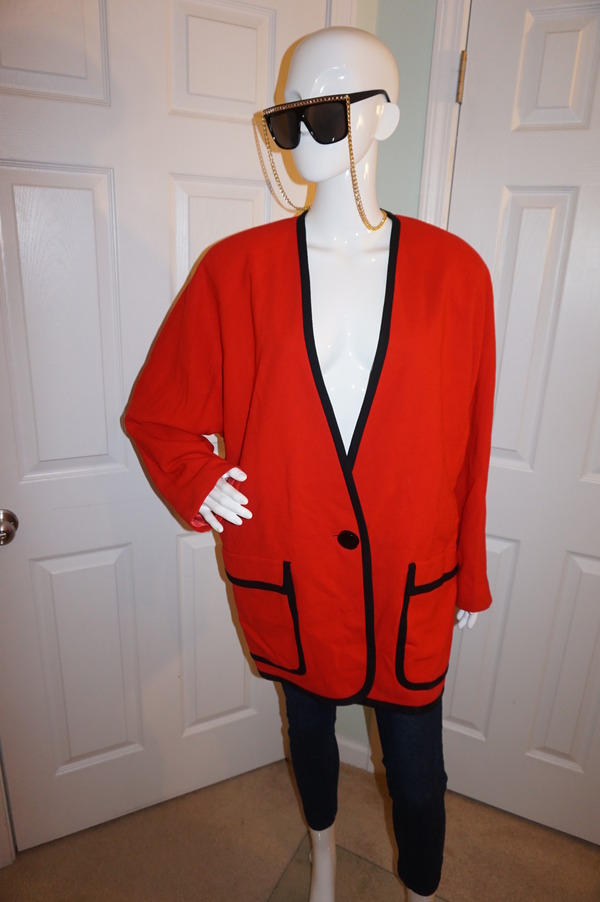 Vintage Ellen Tracy Red/Black Trim Blazer Size 1x