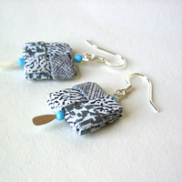 Eco-Earrings Made With Rescued Security Envelopes - Thumbnail 2