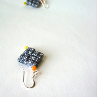 Security Envelope Eco Earrings - Yellow, Orange, Black, White - Thumbnail 2