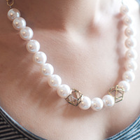 Glass Pearl Necklace, NL0637 - Thumbnail 2