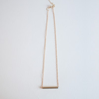 Gold Metal Bar Pendant Necklace, NL0723 - Thumbnail 2