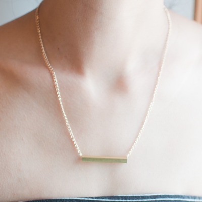 Gold Metal Bar Pendant Necklace, NL0723