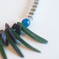 Green Purple Blue Stone Glass Beaded Necklace NL0706 - Thumbnail 4