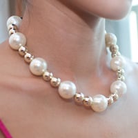 Handmade Faux Pearl Necklace, NL0456 - Thumbnail 2