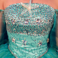 P142 Ariel sequins teal sea star crystal - Thumbnail 3