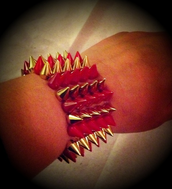 Gold/Red Spike Bracelet 