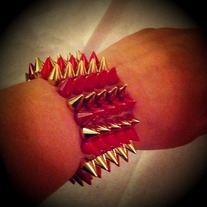 Gold/Red Spike Bracelet 